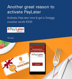 iMobile :- Activate your PayLater account & get Rs. 200 Swiggy gift Voucher