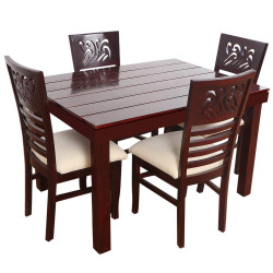Furny Montoya Solid Wood Dining Table 4 Seater (Teak Wood) 