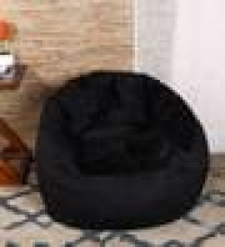 Marco XXXL Velvet Filled Bean Bag Sofa in Black Colour by SGS Industries