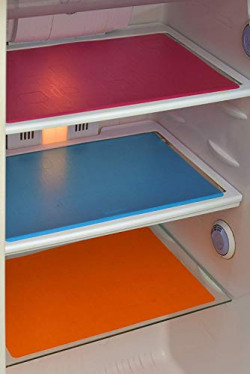SANSEZZ™ Refrigerator Drawer Mats/Fridge Mats Pack of 3 pcs 12X17 Inches(Multi Colors)