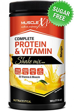 MuscleXP Complete Protein and Vitamin Shake Mix - 500 g (Mango)
