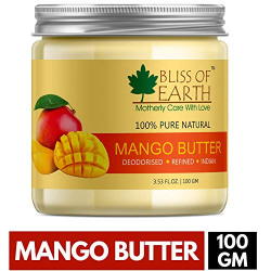 Bliss of Earth Deodorised Indian Mango Butter For Face Skin Hair & DIY, 100GM
