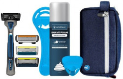 Dorco LetsShave Executive Trial Shaving Kit - Trial Pack + Razor stand + Razor cap + Shaving Foam 200 gm + Travel Bag(Set of 5)