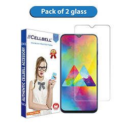 CELLBELL Tempered Glass Screen Protector with Easy Installation Kit for Samsung Galaxy M20(Transparent)[Pack of 2]