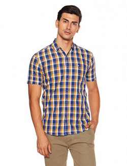 Wrangler Men's Checkered Regular Fit Casual Shirt (W2889910414F_Royal Blue_XXL)