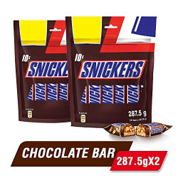 Snickers Chocolate Bar, 10 Pieces, 287.5g (Pack of 2)