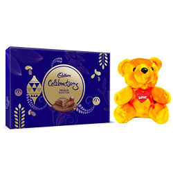 Cadbury - Valentine Gift Combo with Celebrations Premium Assorted Chocolate Gift Pack, 286.3g & A Beautiful Teddy