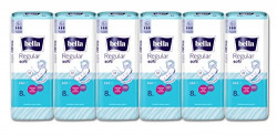 Bella Regular Softi Classic Sanitary Pads without Wings - 8 Pieces (Pack of 6)