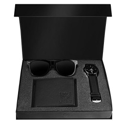 LORENZ Combo Of Black Men's Wallet,Sunglasses & Black Dial Watch