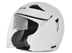 Vega Eclipse ECL-W-M Open Face Helmet with Double Visor (White, M)