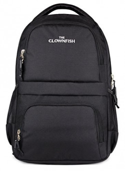 The Clownfish Charcoal Backpack with Rain Cover | 26 liters | 15.6 inch Laptop Backpack | College Backpack | School Backpack | Travel Backpack (Black)