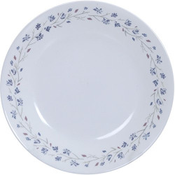 Corelle Lilac Blush Medium Glass Plate Set, Set of 6, White and Blue