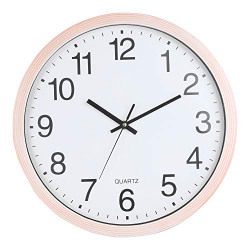 Efinito 14 Inch Designer Round Plastic Wall Clock with Glass (Silent Non Ticking Movement)