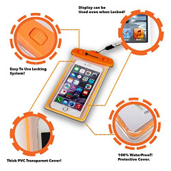 Clevermatter Silicone Universal Waterproof Mobile Pouch(Orange)
