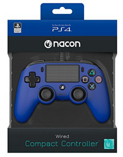 Nacon Wired Compact Controller for PS4 (Blue) PlayStation official Licensed Product