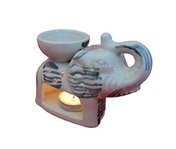 Pure Source India Elephant Shape Aroma Burner Good Quality Coming with 1 pcs Free Candles (Antique White)