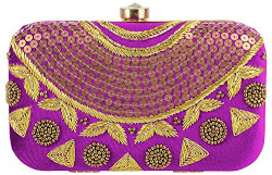 Tooba Women's Sequence Necklace Box Clutch (Violet, Violet sequence necklace 6x4