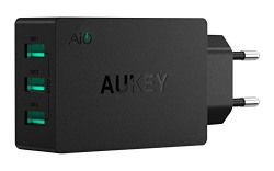 Aukey PA-U35 3 Port 30W USB Wall Charger with Ai Power Smart Charging (Black)