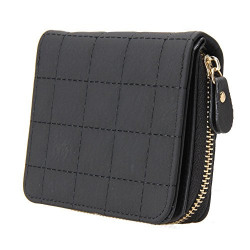 Lorna Women Mini Short Wallets PU Leather Female Plaid Purses Nubuck Card Holder Wallet Zipper Wallet With Coin Purse (White) (Black)