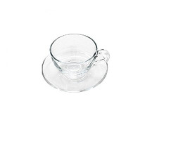 Pasabahce Basic Cup and Saucer Set, 238ml, Set of 12, Clear