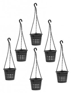 Novicz Hydroponic Orchid Plant Pot (7.2-inch, Black, Pack of 6)