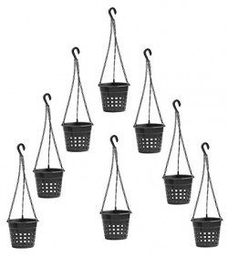 Novicz Hydroponic Orchid Plant Pot (7.2-inch, Black, Pack of 8)