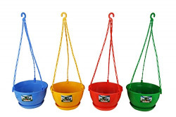 Easy Gardening 8 Inch Hanging Pots/Planters Red, Green, Yellow, Blue Color For Home Balcony
