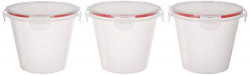 Amazon Brand - Solimo Plastic Kitchen Storage Container Set, 1 Litre, 3-Pieces, Transparent