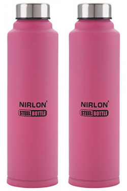 Nirlon Stainless Steel Freezer Water Bottle Combo Set, 2 Piece, Pink Color
