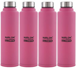 Nirlon Stainless Steel Freezer Water Bottle Combo Gift Set, 4 Piece, Pink Color