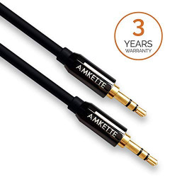 Amkette Auxiliary(AUX) audio cable with 3.5mm gold plated jack for speakers, cars etc. (Male to Male)