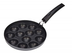 Tosaa Non-Stick 12 Cavity Appam Patra with Handle, 21cm, Grey