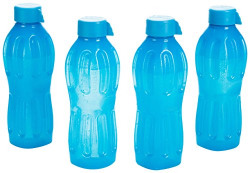 Signoraware Plastic Water Bottle Set, 500ml, Set of 4, Blue