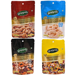 Happilo Premium Dry Fruits Combo, 280g (Salted Almonds, Salted Cashews, Nutmix, Trail Mix)