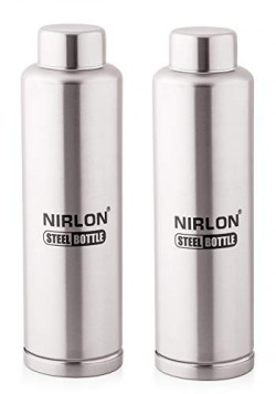 Nirlon Stainless Steel Fridge Water Bottle Set, 800Ml, 2 Piece
