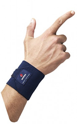 Omtex Adjustable Velcro Elasticized-Fabric Wrist Support, Men's Free Size (Navy Blue)