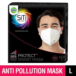 Dettol SiTi SHIELD Protect+ N95 Anti-Pollution Smart Mask, Unisex (Large)