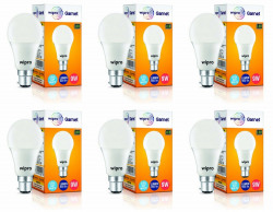  Wipro Garnet Base B22 9-Watt LED Bulb (Pack of 6, Cool Day Light)