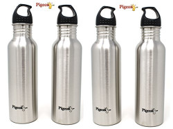 Pigeon Stainless Steel Water Bottle Set, 750ml, Set of 4, Silver