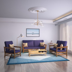 Flipkart Perfect Homes Andorra Fabric 3 + 2 + 1 Blue Sofa Set