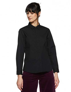 Wrangler Women's Plain Regular Fit Shirt (W29156416K99_Jsw-Black_M)