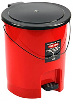  Sunshine Tidy Home Plastic Dustbin, 15 litres, Big, Red, Glass Finish Color Name:Red