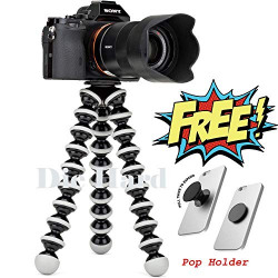 Die Hard Flexible Foldable 13-inch Gorilla Tripod Octopus Stand + Socket Holder Combo for DSLR's, Mobile Camera, Smartphone Use in Photography, Video Recording