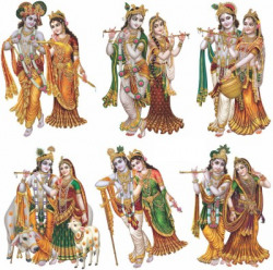 god & god's Medium Radha Krishna Small Sticker(Pack of 6)