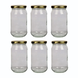 Pure Source India 300 Gm Round Jar Set Of 6 Jar ,With Rust Proof Metal Golden Color Cap,5.25 X 2.9 Inch