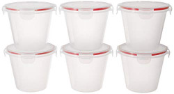 Amazon Brand - Solimo Plastic Kitchen Storage Container Set, 1 Litre, 6-Pieces, Transparent