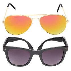 Criba Anti-Reflective Aviator Unisex Sunglasses - (FLDGYL|50|Black Color)