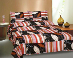 Divine Casa 180 TC Satin Double Abstract Bedsheet(Pack of 1, Multicolor)