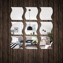 Coreflex 3d wall sticker for home decoration | Mirror Wave Square (12 X 12 cm) Set of 9
