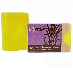 Omved ATULYA-The One Natural Lemongrass & Sage Handmade Soap - 100% Pure, Vegan & Cold-Pressed - Blended with Essential Oils - 125g
